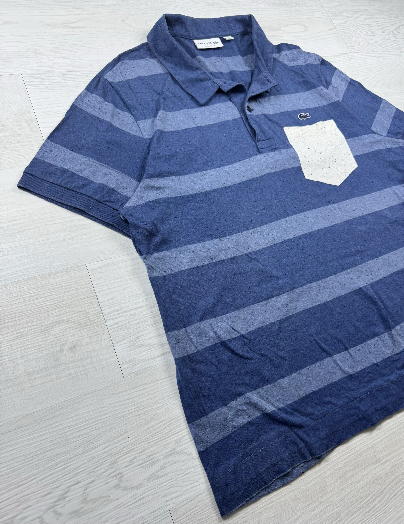 Lacoste Regular Fit Striped Polo Shirt XL Blue Pocket – photo 3
